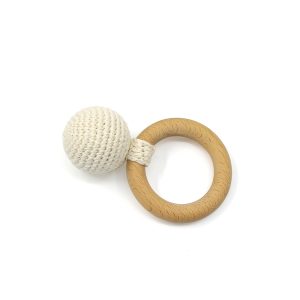 Wooden Ring Crocheted Ball Rattle