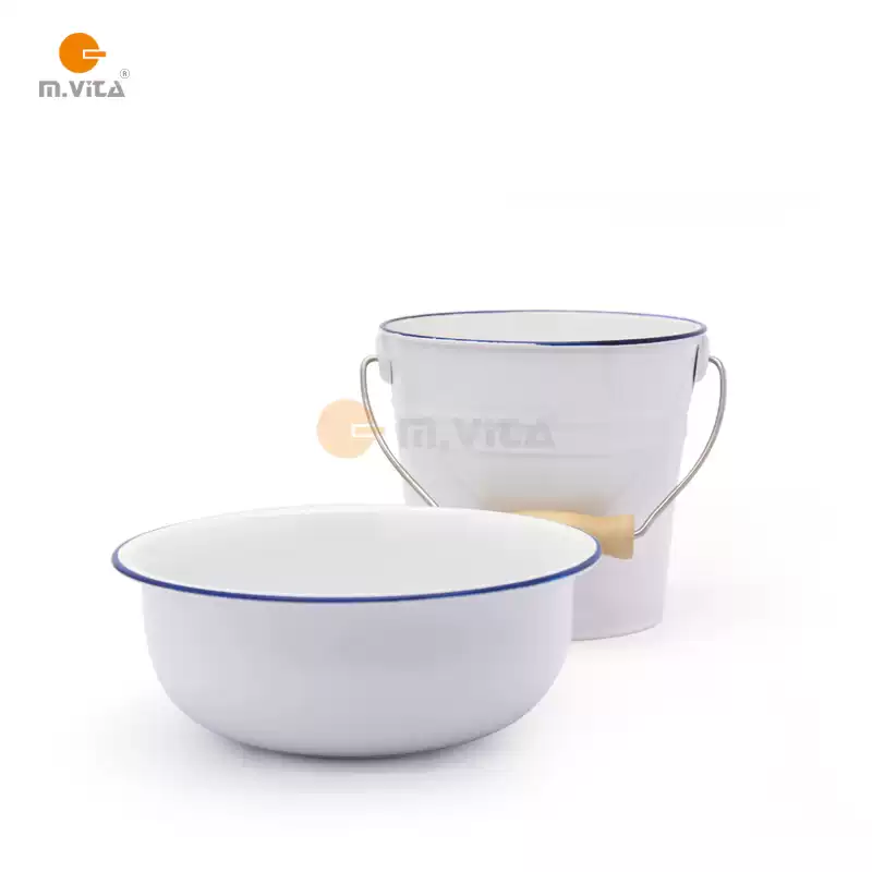 Enamel Bowl and Bucket